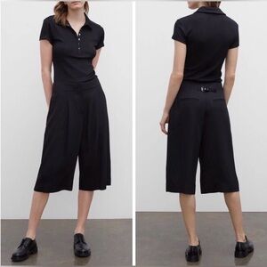 club Monaco women’s soft culotte pantalons wide leg black short pant size 8